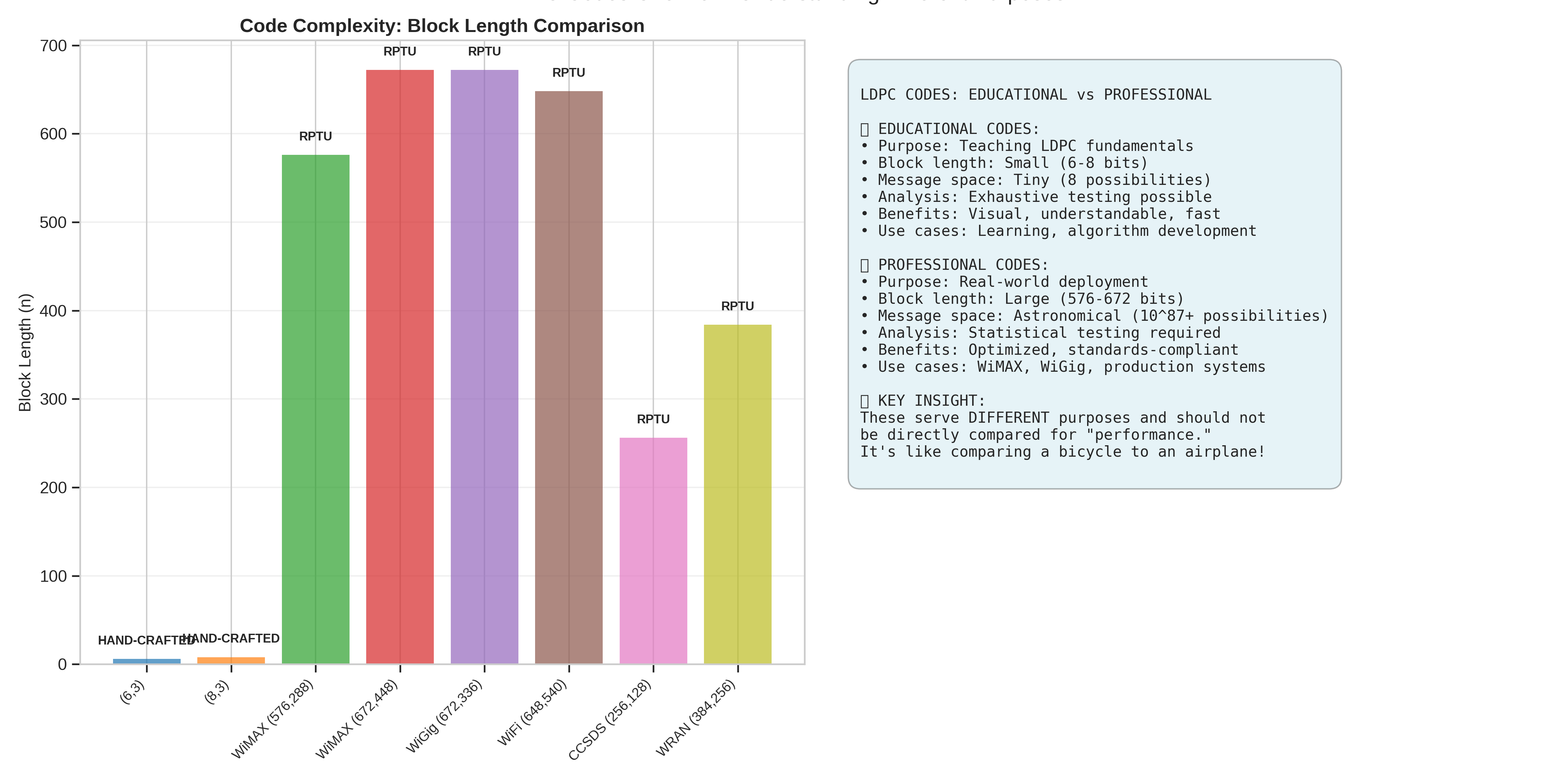 LDPC Codes Overview: Understanding Different Purposes, Code Complexity: Block Length Comparison