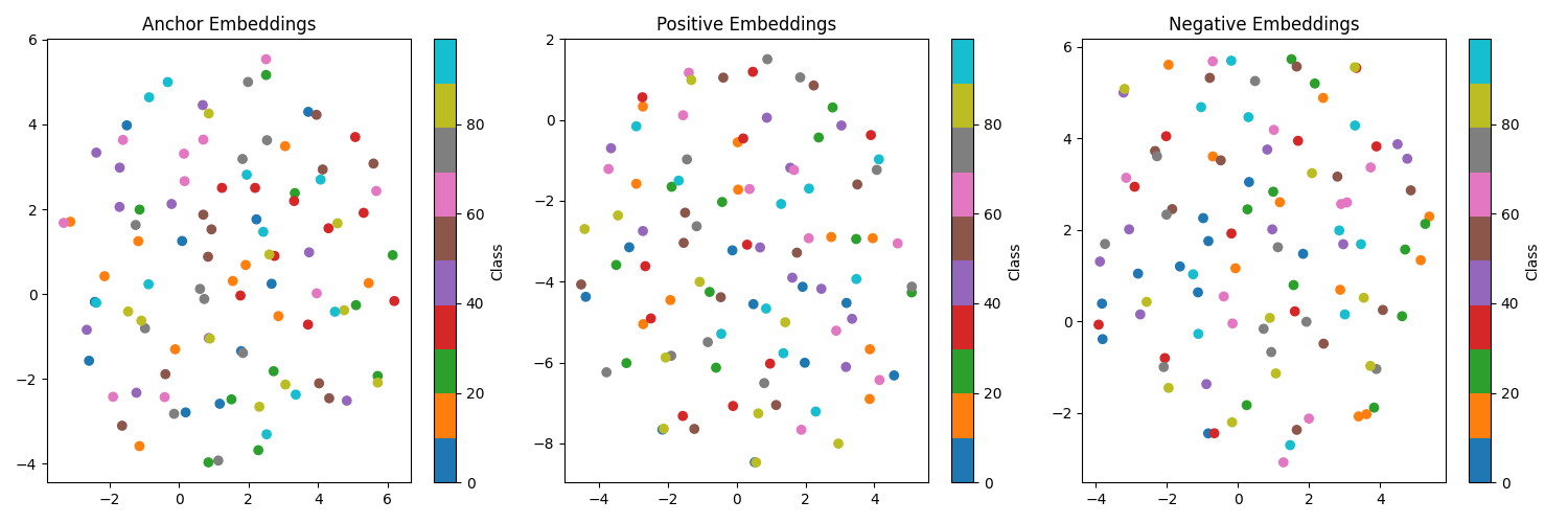 Anchor Embeddings, Positive Embeddings, Negative Embeddings
